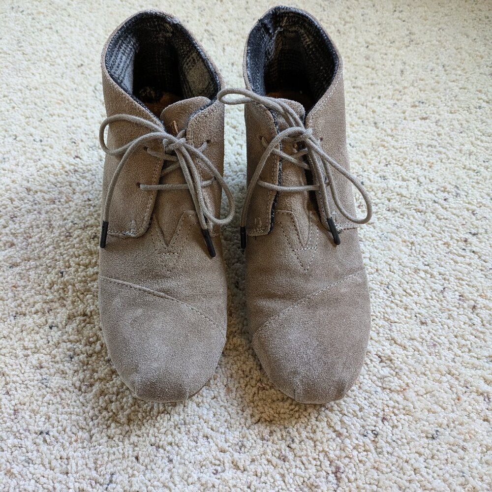 TOMS Suede Wedge Boots